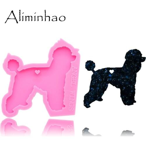 DY0128 Shiny Poodle Silicone Molds For DIY key ring epoxy resin Mold dog Craft custom keychain