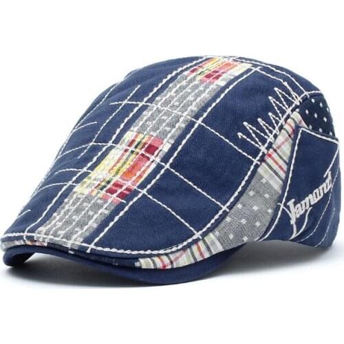 Brand JAMONT Adjustable Casual Peaked cap irregular embroidery beret plaid stitching all-match hat