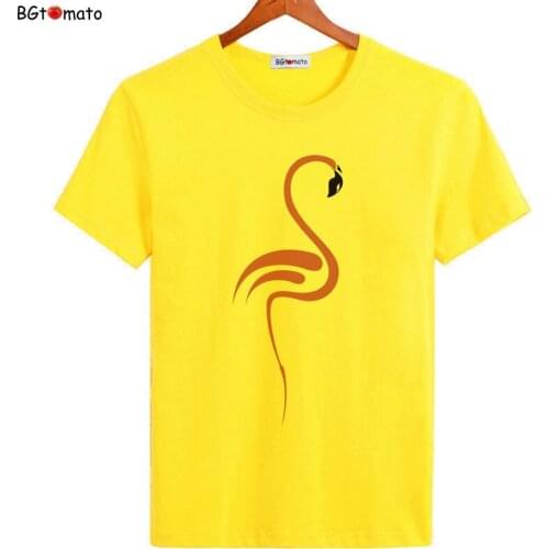 BGtomato pink Flamingos tshirt beautiful pink birds t shirt men elegant streetwear oversized t shirt camiseta masculina