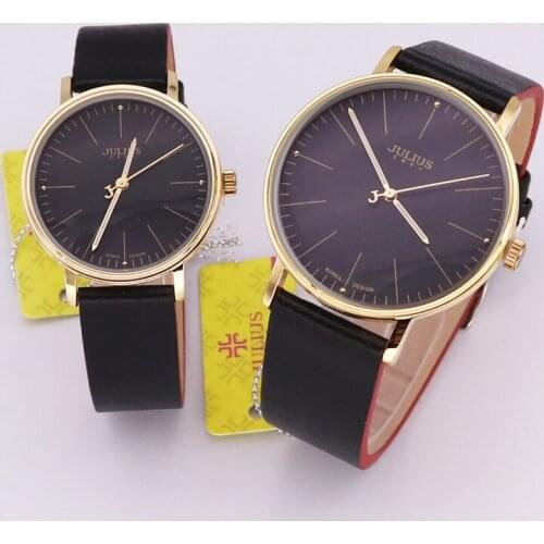 Julius Womens Watch Mens Watch Couple Watch Japan Quartz Hours Fashion Dress Bracelet Leather Birthday Lovers Gift 814