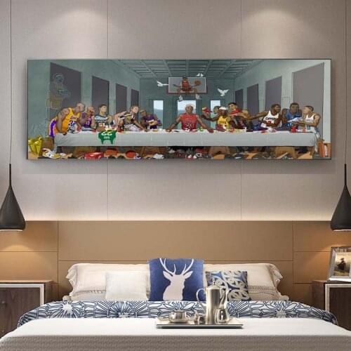 Basketball Players Last Supper Painting Printed on Canvas Posters and Prints Wall Art Pictures for Living Room Nordic Decor Gift
