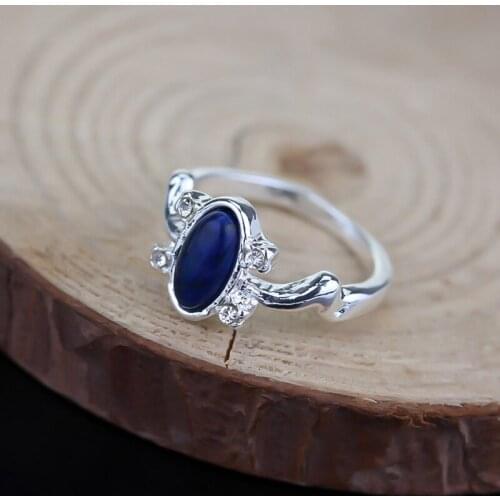 1 Pc Rings Daylight Rings Vintage Crystal Ring With Blue Lapis Fashion Movies Jewelry Cosplay