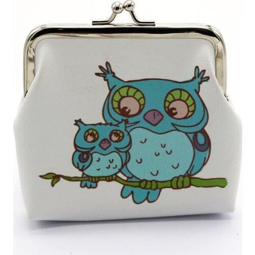Retro Owl Animal Pattern Coin Purse PU Fabric Leather Key Holder Wallet Hasp Small Clasp Purse Bag Clutch Handbag