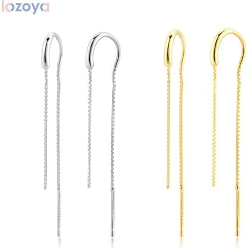 Lozoya 925 Sterling Rock Jewelry Ohrringe Silver Gold Chain Piercing Drop Earring Long Chains Thread Pin Luxury Spain Pendiente