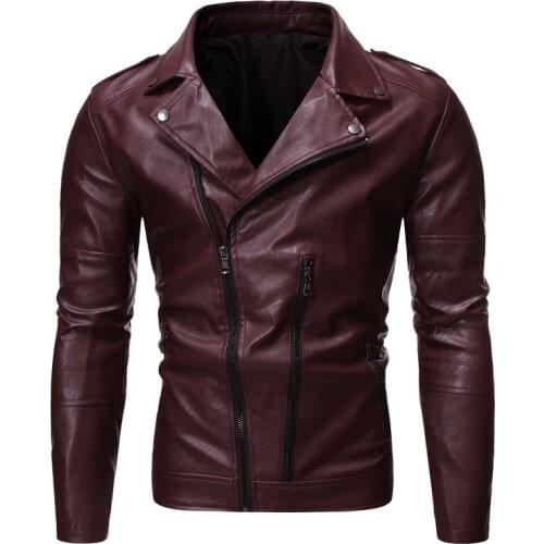 2021foreign trade European and American mens mens leather jacket mens youth stand collar punk mens motorcycle leather jacket