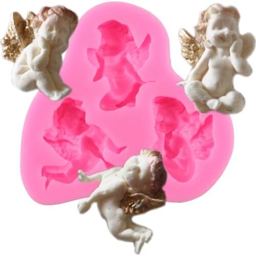 Mujiang Angel Baby Fondant Mold Silicone Cake Decorating Tools Candy Chocolate Polymer Clay Molds Kitchen Baking Moulds