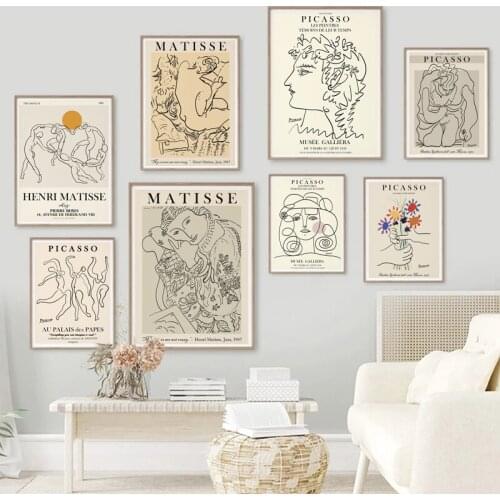 Nordic Poster Wall Art Oil Painting Picasso Matisse Abstract Girl Flower Print Wall Pictures Of Living Room Home Decoration