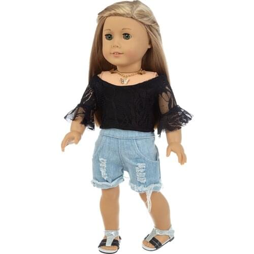 2020 New Denim shorts suit Fit for American Girl Doll Clothes 18-inch Doll , Christmas Girl Gift(only sell clothes)