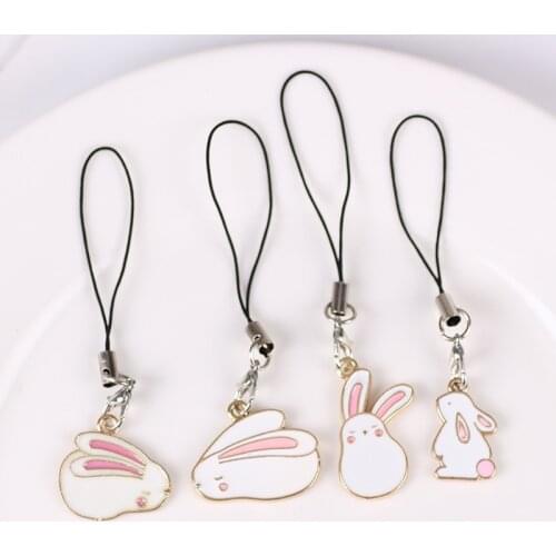 New Design 1 Piece High Quality Cartoon Bunny Mobile Phone Strap Kawaii Animals Keychains Decoration Bag Charms Lanyard