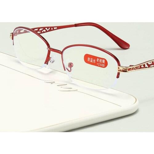 Seemfly New Metal Anti-Blue Light Presbyopia Reading Glasses Men Women Retro Eyewear Spectacle Unisex Diopter +1 +1.5 +2 +2.5 +3