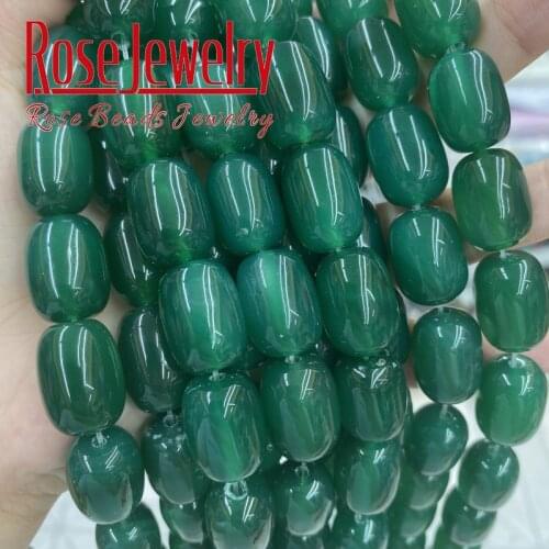 Wholesale Natural stone Green Agates beads Drum Barrel Shape Beads Semi-Finished Handmade Bracelet Beads Accessory