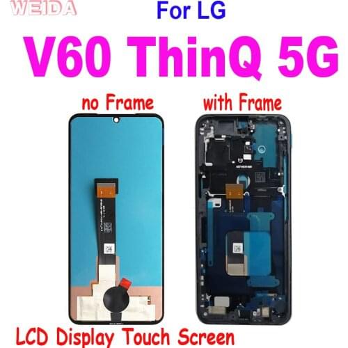 Original For LG V60 LCD Display Touch Screen Digitizer Assembly with Frame For LG V60 ThinQ 5G LM-V600 LCD Replacement Parts