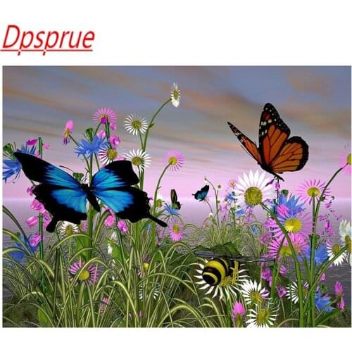 Dpsprue 5D Full Square / Round DIY Diamond Painting Cross Stitch Flower Butterfly 3D Embroidery Diamond Mosaic Home Decor Gift