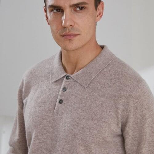 Hot Sale Shirt-Collar Man Sweaters 100% Goat Cashmere Knitted Jumpers 2020 Winter Autumn Long Sleeve Pullovers