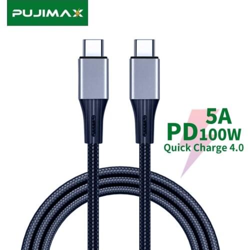 PUJIMAX 100W USB C to USB Type C PD Cable For Xiaomi Redmi Note 8 Pro Quick Charge 4.0 Fast Charging For MacBook Pro Data Cable