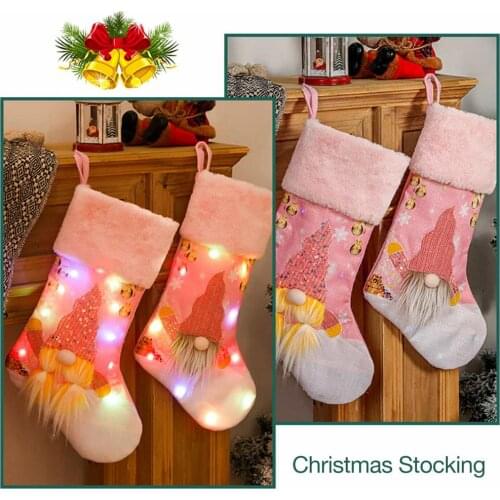 Christmas Stocking Lovely Sparkly Christmas Ornament With Lights Perfect Stocking For Men Women NO BATTERY