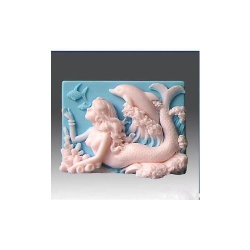 Silicone Square Handmake Soap Mold Dolphin and Mermaid Moulds Silicone Rubber PRZY Eco-friendly No.l001 CE / EU,CIQ,EEC,FDA,SGS