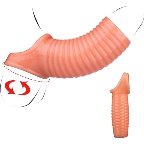 Silicone Reusable Condoms Penis Sleeve Cover Delay Ejaculation Condom Penis Cock Ring Sleeve Adult Sex Toys For Men Couple