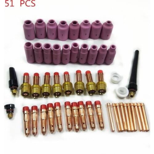 TIG Welding Torch Stubby Gas Lens Heat Resistant Glass Cup Kit For WP-17/18/26 2.4mm 3/32" O-rings semi-automatic welding