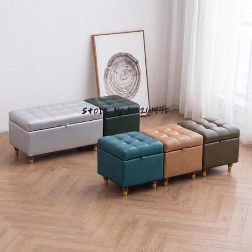 Shoe Stool Sofa Stool Home Door Light Luxury Storage Leather Sit On Pier Entry Stool Shoe Replacement Stool