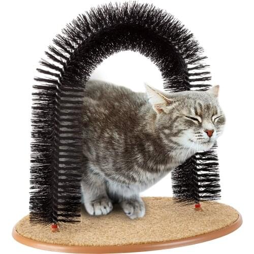 Comfortable Arch Cats Massager Pet Cat Itching Grooming Supplies Round Fleece Base Kitten Toy Scratching Device Brush for Pets