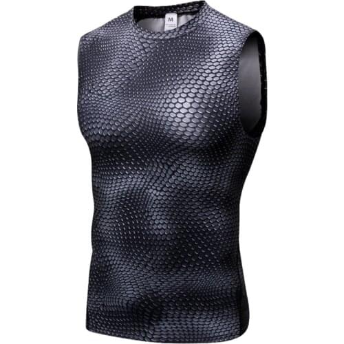 High Quality Undershirt Bodybuilding Singlet Men Tank Top New Brand Compression Fitness Sleeveless Muscle Vest Tee Snake