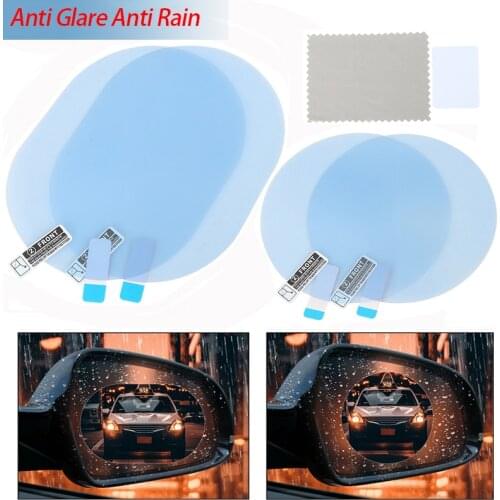 X Autohaux 2pcs Round Oval Car Rearview Mirror Film Anti Rain Anti-glare Film Clear Protective Waterproof Car Membrane Sticker