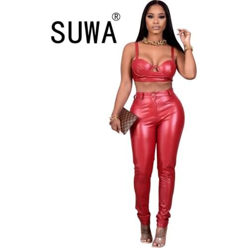 Simenual Faux PU Leather Women Pencil Pants Skinny Bodycon High Waist Tight Trouser Black Fashion Fall 2020 Fashion Clothing