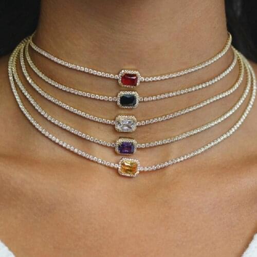 Sederyla Charms Pendant Chain Choker Necklace Cubic Zirconia Jewelry For Women Party Bridal