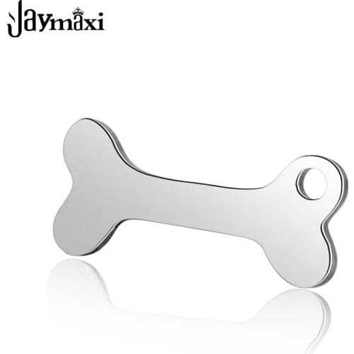 Jaymaxi Stainless Steel Dog Bone Tag High Polished Wholesale DIY Jewelry Findings Engraved Logo Charms 20Pieces/lot