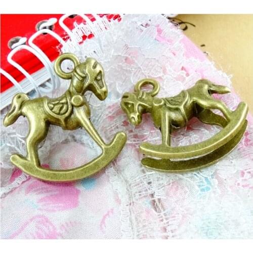 10pcs 28*30MM Antique Bronze Plated Zinc Alloy Rocking Horse Charms Pendant Diy Accessories