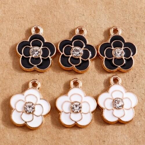10pcs/lot 13*16mm Crystal Enamel Flower Charms for Jewelry Making DIY Earring Pendants Necklaces Bracelets Charms Craft