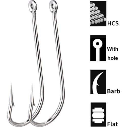 100pcs Long Shank Hook Barbed Fishing Hooks Carp Single Circle Fishooks Fishing Tackle Accessories High Carbon Steel 7 Sizes