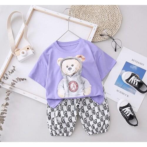 Summer Children Boys Girls Clothes Kids Cartoon Bear Clothing Infant Suit Toddler T-Shirt+Shorts 2pc/Set Baby Casual Tracksuit