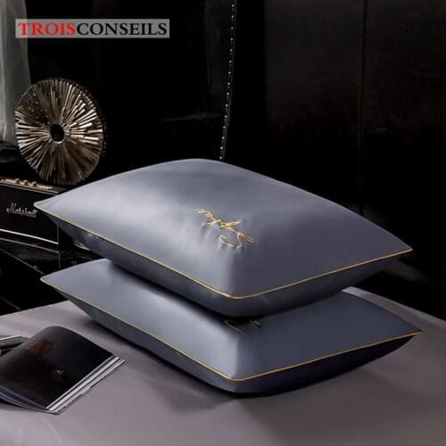 2pcs Pillow Case 100% Cotton Solid Color Bed Pillowcases Standard Pillow Cover for Bedroom Hotel Soft Sleep Single Pillowcase