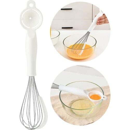 3 In 1 Egg Whisk Stainless Steel Multifunctional Egg Mixer Cream Whisk With Egg Divider Egg Mixer Beaters Kitchen Tools