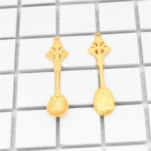 5pcs/lot 63x14mm Gold Color Plated Soup spoon Charms Pendants For Making DIY Jewelry, Jewelry Accessories wholesale