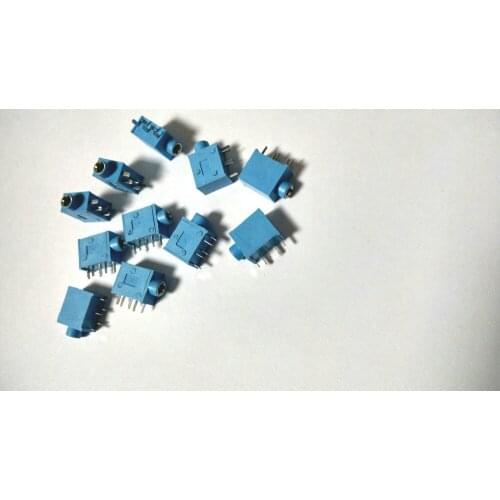 500PCS 5PIN 3.5MM Stereo Jack Socket PC PCB Panel Mount Soldering adapter BLUE New