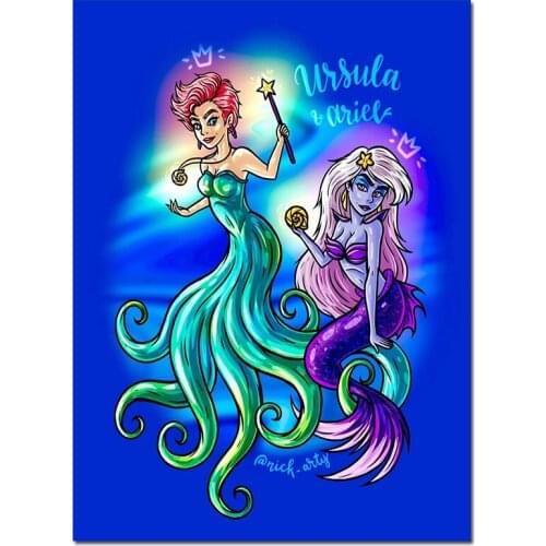 Diamond Mosaic Angel Mermaid Full Drill Square Diamond Painting Girl Cross Stitch Embroidery Cartoon Rhinestone Home Decor I77