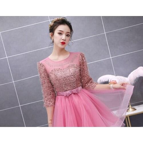 Free ship half sleeve pink sequin tassel tutu lovely sleeve short lolita dress