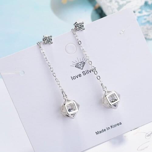 Free shipping fashion sterling silver earrings trend ladies simple earrings womens long earrings silver 925 jewelry