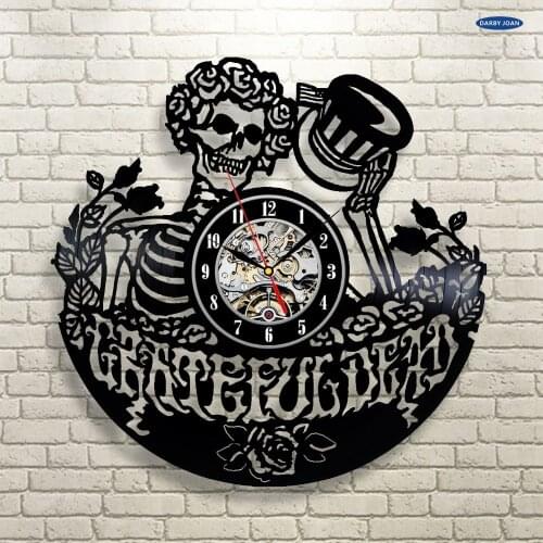 Grateful Dead Art Vinyl Record Clock Wall Decor Home Design reloj la crosse dial vision