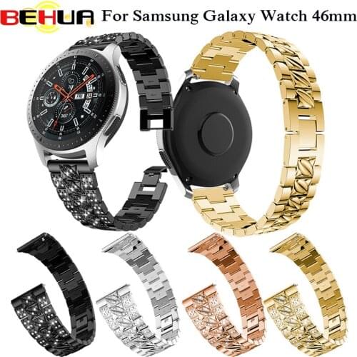 Bling Watchband for Samsung Galaxy Watch 46mm Gear S3 Classic Frontier Smart Watch Band Replacement Wrist Strap Link Bracelet