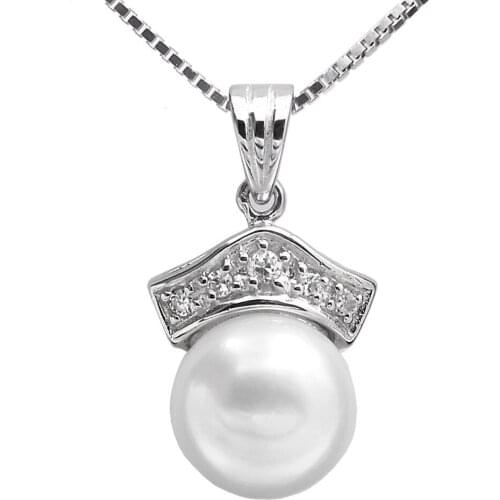 Fine 925 Sterling silver pearls Pendant necklace with 18inch box chain 9-9.5mm AAA Natural freshwater pearls Original jewelry