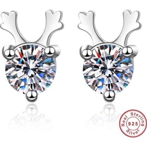 DECORAL New s925 silver antler zircon earrings fashion beautiful woman ear stud high quality 925 sterling silver jewelry