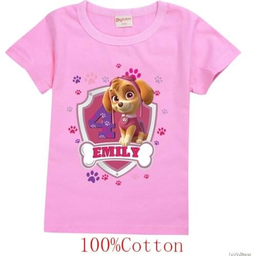 2-14 Year The Boys 3D PAW PATROL T Shirt Childrens Short Sleeves Cartoon Tshirt Kids Girl Toddler Summer T-Shirt Clothes