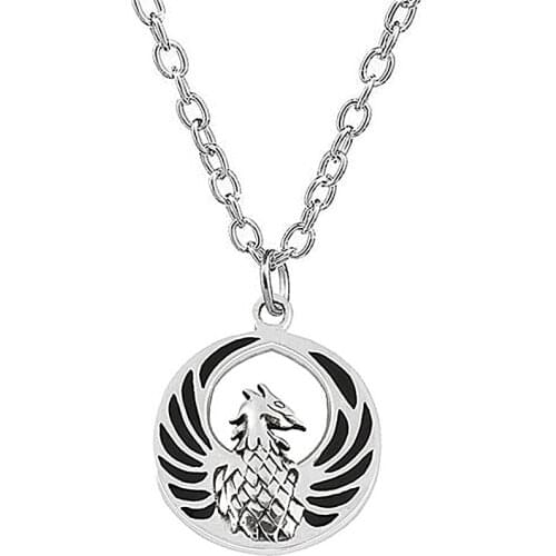 Eco-friendly Zinc Alloy Metal Antique Silver Plating Flamingos Phoenix Charm Animal Necklace Custom Design