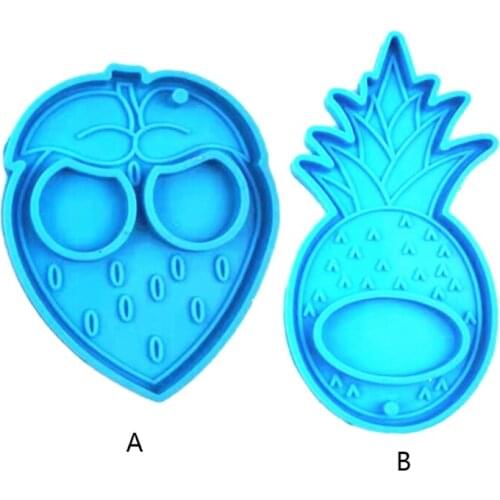 Fruits Strawberry Pineapple Keychain Epoxy Resin Mold Key Chain Pendants Silicone Mould DIY Crafts Jewelry Casting Tool