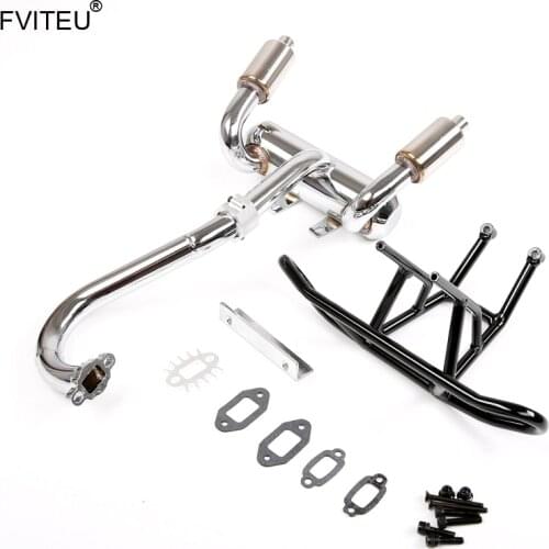 FVITEU Chrome Exhaust Tuned Pipe Set for Rovan 1/5 scale gas LT truck V5 Losi 5ive