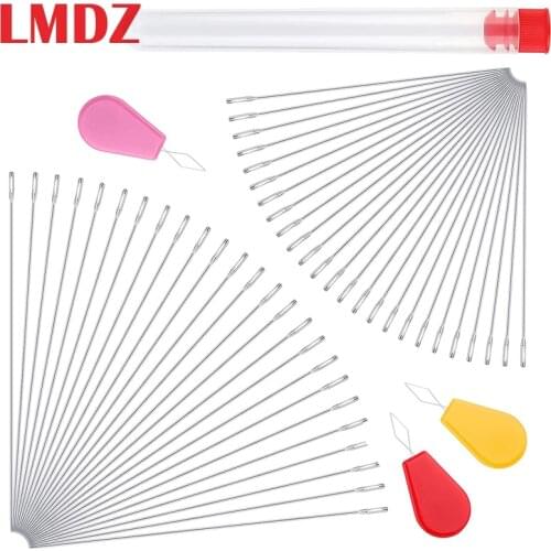 LMDZ 54 PCS Beading Needles Embroidery Needle Extra Fine Thin Beading Needles with 3Pcs Threaders 1Pcs Bottle for Jewelry Making